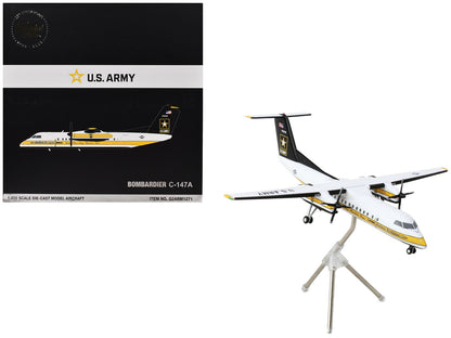 Bombardier C-147A Transport Aircraft "Golden Knights Parachute Team" United States Army (17-01610) White with Yellow Stripes and Black Tail "Gemini 200" Series 1/200 Diecast Model Airplane