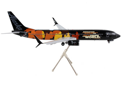Boeing 737-900ER Commercial Aircraft with Flaps Down "Alaska Airlines - Our Commitment" Black with Graphics "Gemini 200" Series 1/200 Diecast Model Airplane