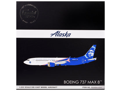 Boeing 737 MAX 8 Commercial Aircraft "Alaska Airlines - Honoring Those Who Serve" (N806AK) White and Blue "Gemini 200" Series 1/200 Diecast Model Airplane