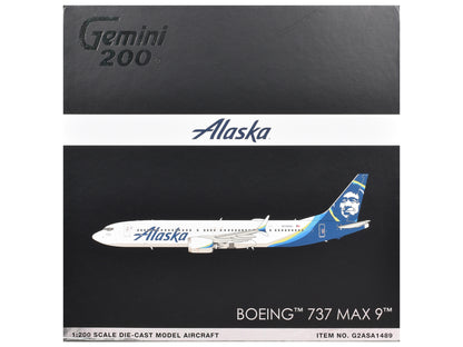Boeing 737 MAX 9 Commercial Aircraft "Alaska Airlines" (N708AL) White with Blue Tail "Gemini 200" Series 1/200 Diecast Model Airplane