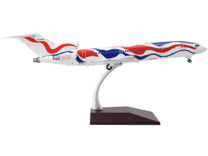 Boeing 727-200 Commercial Aircraft "Braniff International Airways - Calder Bicentennial Livery" White with Red and Blue Stripes "Gemini 200" Series 1/200 Diecast Model Airplane