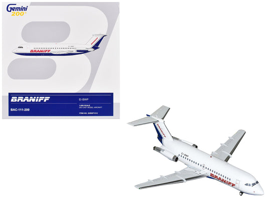BAC 111-200 Commercial Aircraft "Braniff International Airways" (EI-BWP) White with Blue Tail "Gemini 200" Series 1/200 Diecast Model Airplane