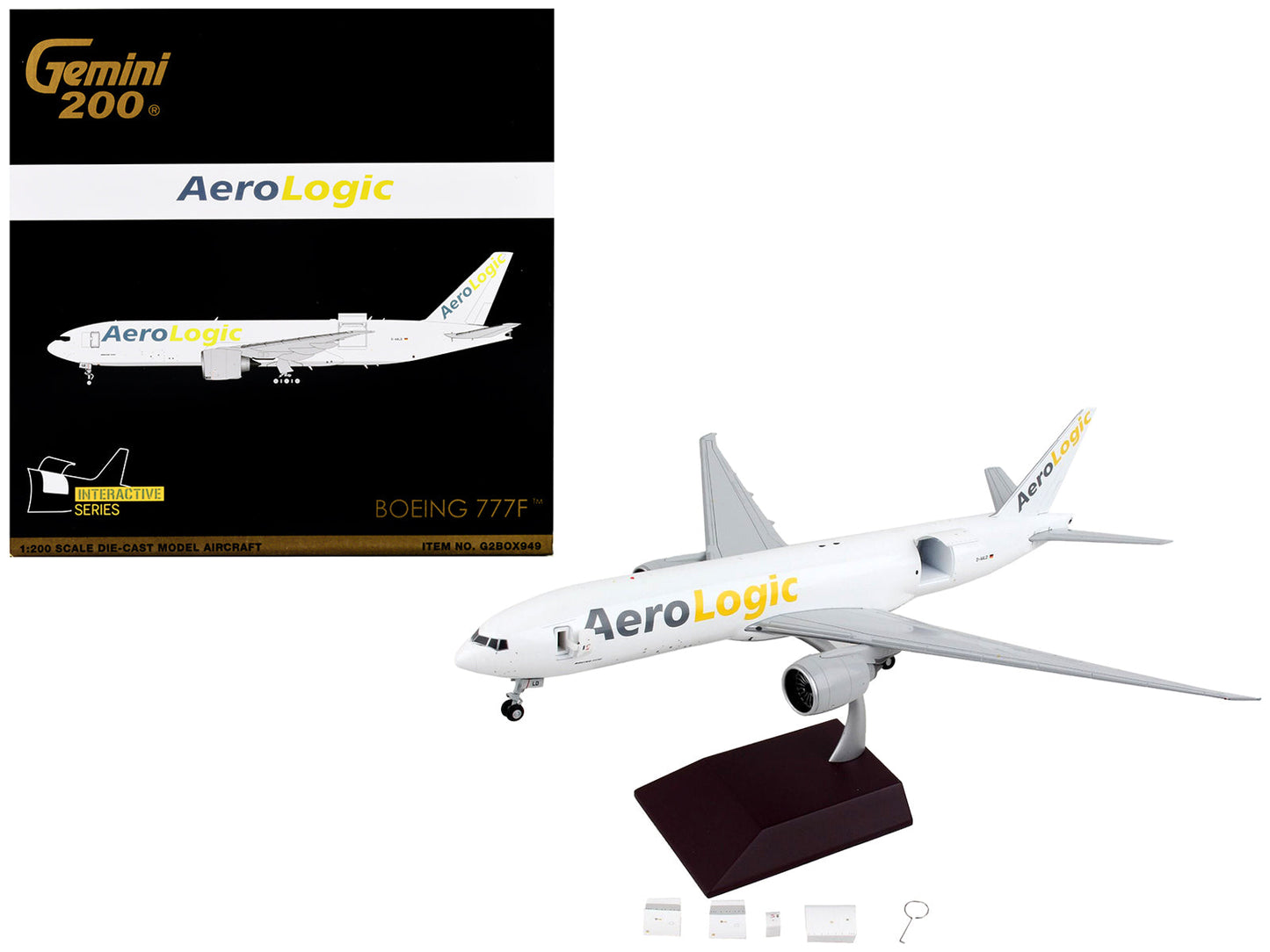 Boeing 777F Commercial Aircraft "AeroLogic" White "Gemini 200 - Interactive" Series 1/200 Diecast Model Airplane