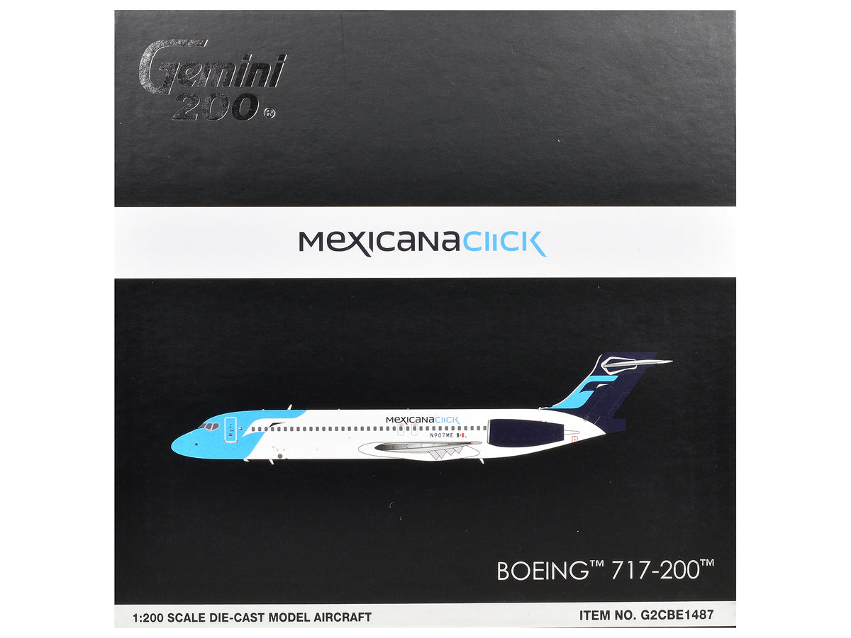 Boeing 717-200 Commercial Aircraft "Mexicana Click" (N907ME) White with Light Blue Nose and Dark Blue Tail "Gemini 200" Series 1/200 Diecast Model Airplane