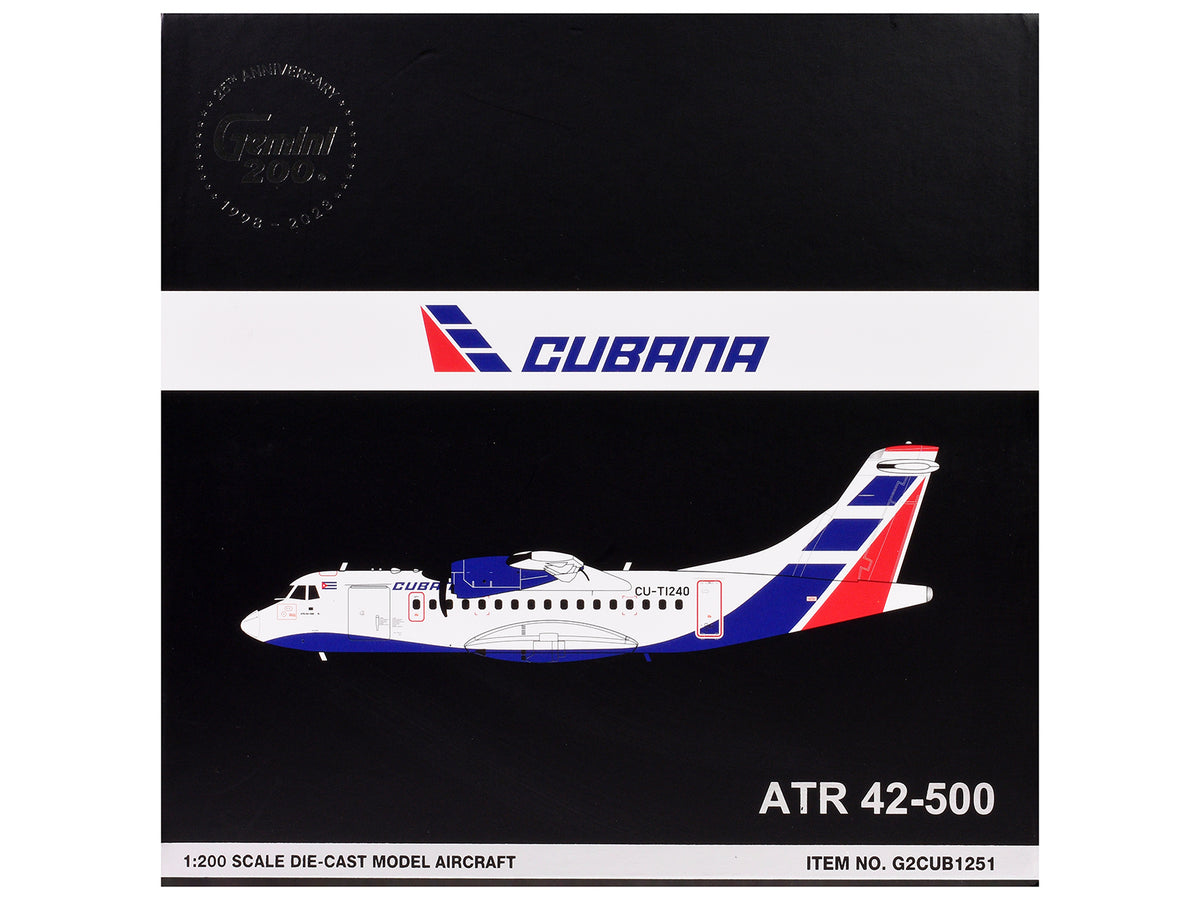 ATR 42-500 Commercial Aircraft "Cubana" (CU-T1240) White with Blue and Red Tail "Gemini 200" Series 1/200 Diecast Model Airplane