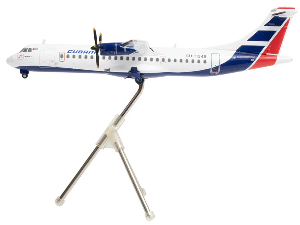 ATR 72-200 Commercial Aircraft "Cubana de Aviacion" (CU-T1548) White with Red and Blue Tail "Gemini 200" Series 1/200 Diecast Model Airplane