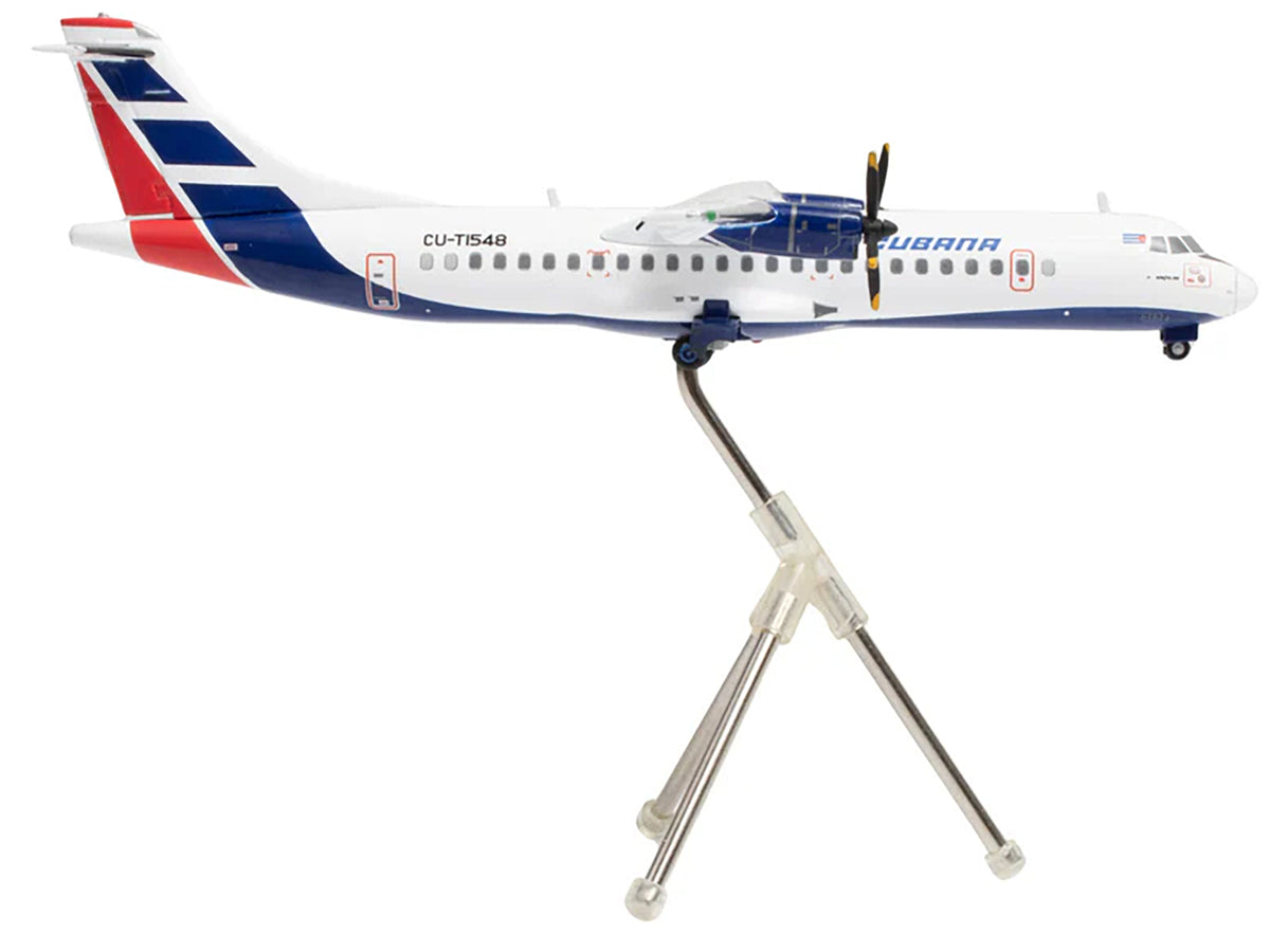 ATR 72-200 Commercial Aircraft "Cubana de Aviacion" (CU-T1548) White with Red and Blue Tail "Gemini 200" Series 1/200 Diecast Model Airplane