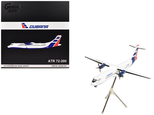 ATR 72-200 Commercial Aircraft "Cubana de Aviacion" (CU-T1548) White with Red and Blue Tail "Gemini 200" Series 1/200 Diecast Model Airplane