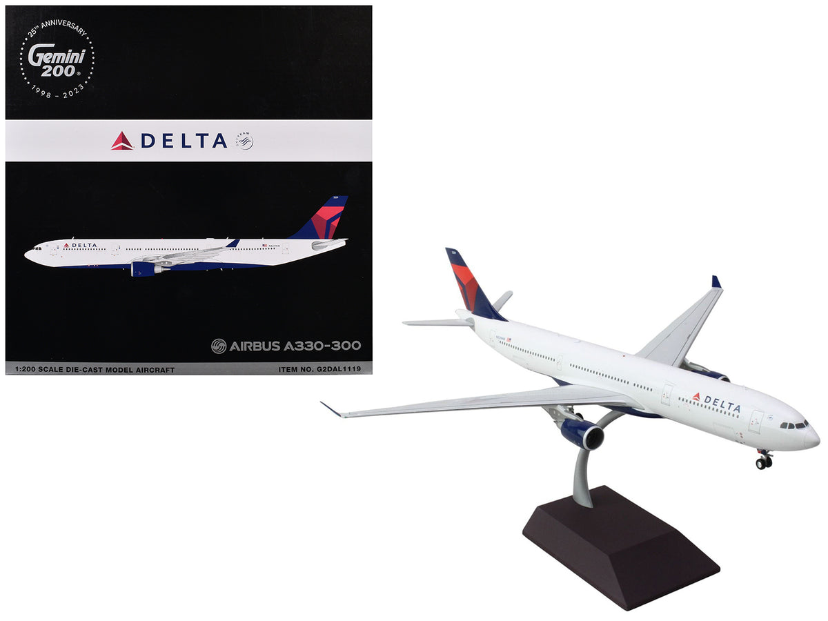 Airbus A330-300 Commercial Aircraft "Delta Air Lines" (N829NW) White with Blue and Red Tail "Gemini 200" Series 1/200 Diecast Model Airplane