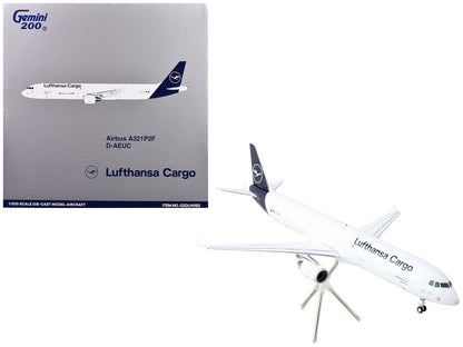 Airbus A321P2F Commercial Aircraft "Lufthansa Cargo" (D-AEUC) White with Blue Tail "Gemini 200" Series 1/200 Diecast Model Airplane