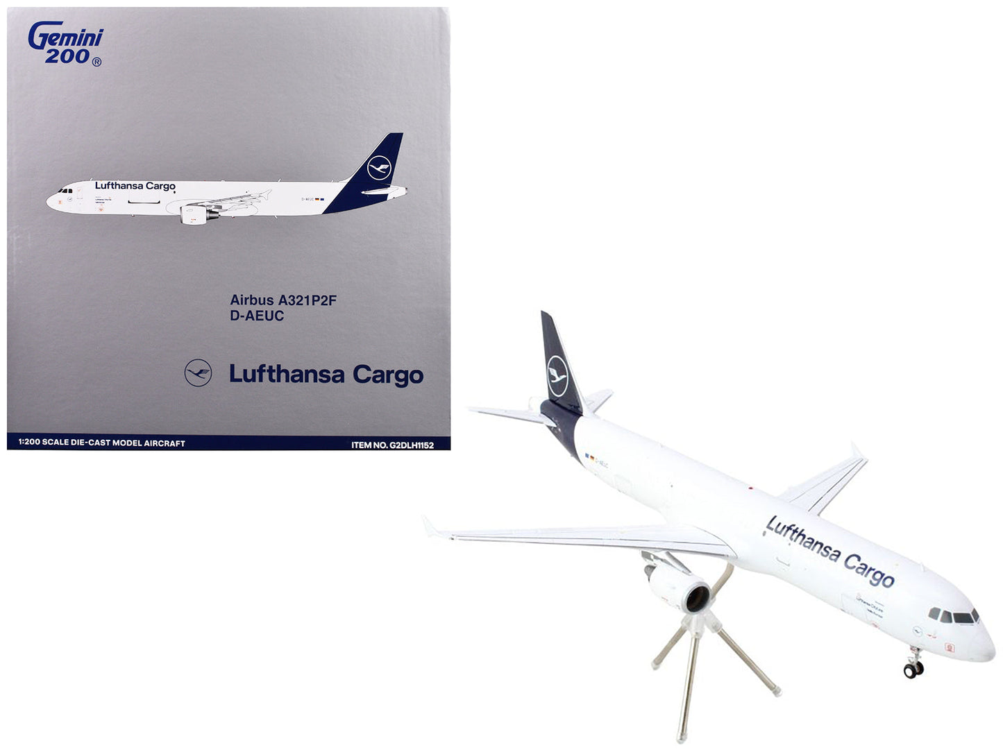 Airbus A321P2F Commercial Aircraft "Lufthansa Cargo" (D-AEUC) White with Blue Tail "Gemini 200" Series 1/200 Diecast Model Airplane