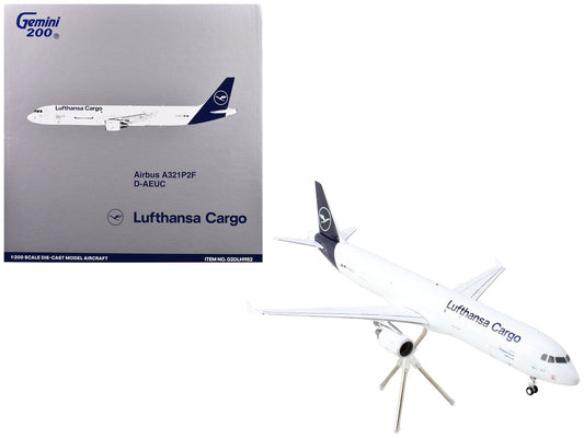 Airbus A321P2F Commercial Aircraft "Lufthansa Cargo" (D-AEUC) White with Blue Tail "Gemini 200" Series 1/200 Diecast Model Airplane