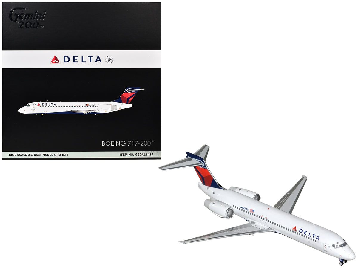 Boeing 717-200 Commercial Aircraft "Delta Air Lines" (N947AT) White with Blue and Red Tail "Gemini 200" Series 1/200 Diecast Model