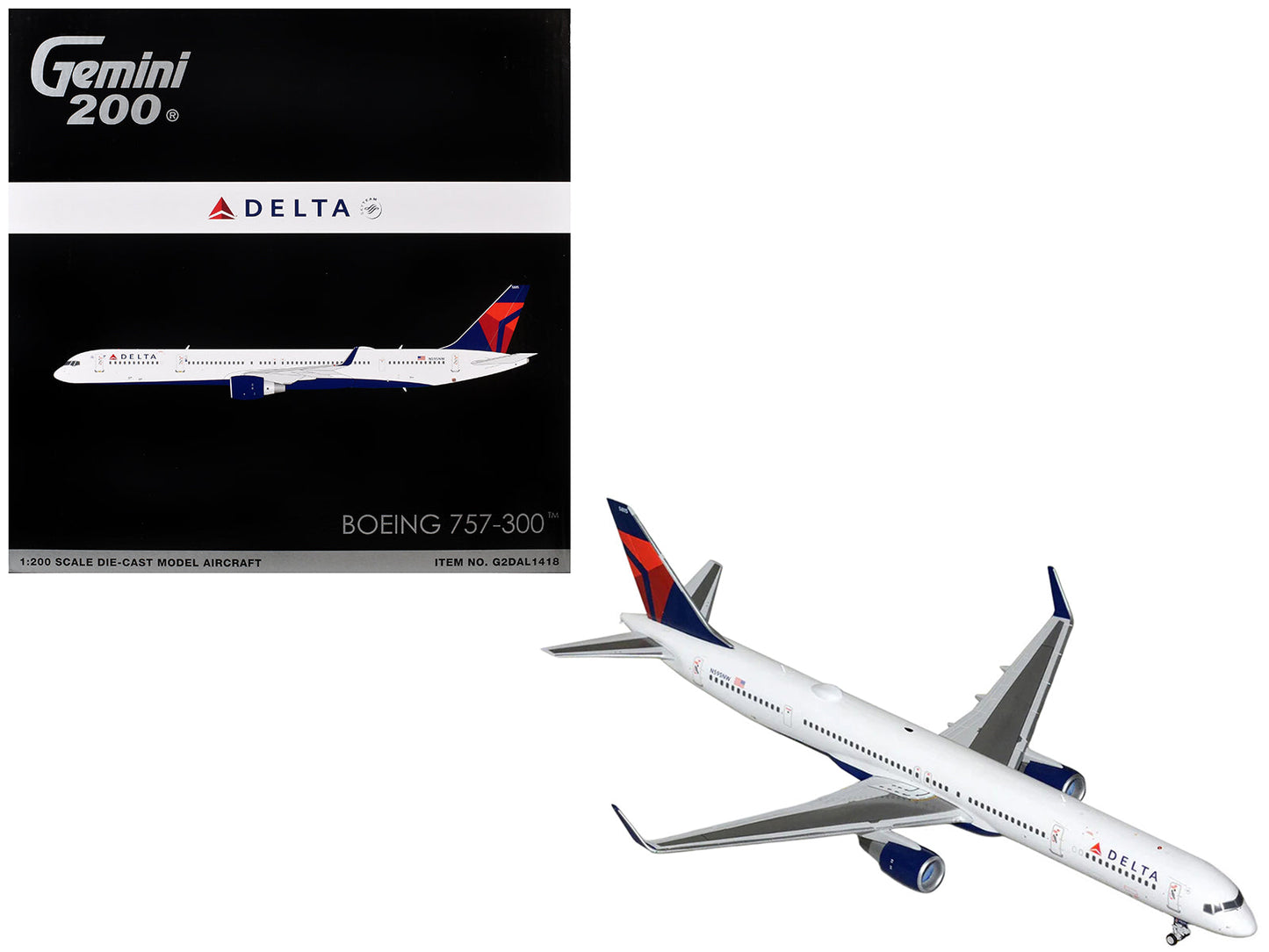Boeing 757-300 Commercial Aircraft "Delta Air Lines" (N595NW) White with Blue and Red Tail "Gemini 200" Series 1/200 Diecast Model