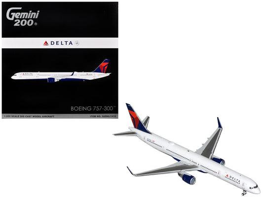 Boeing 757-300 Commercial Aircraft "Delta Air Lines" (N595NW) White with Blue and Red Tail "Gemini 200" Series 1/200 Diecast Model