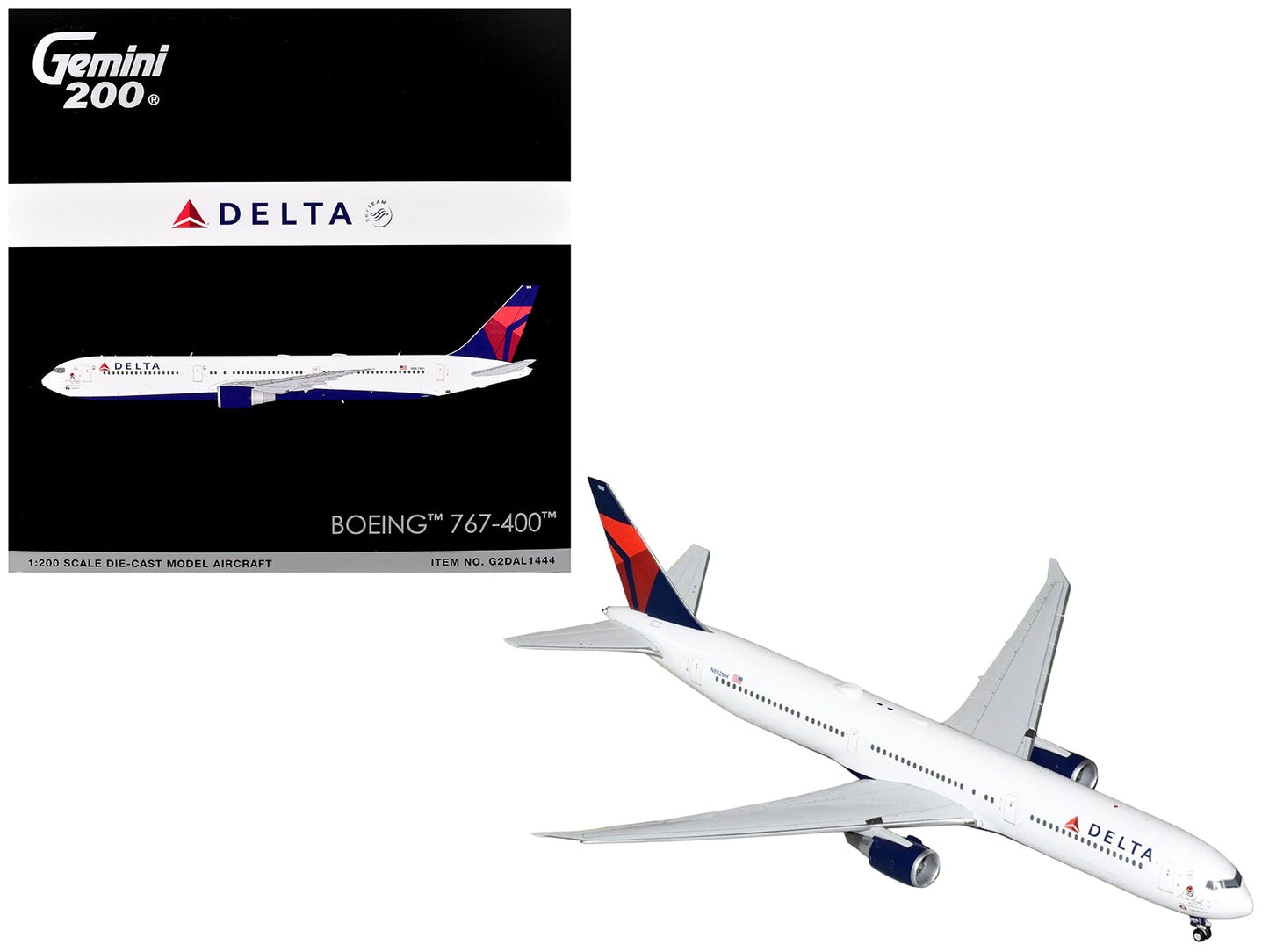 Boeing 767-400ER Commercial Aircraft "Delta Air Lines" (N482MH) White with Blue and Red Tail "Gemini 200" 1/200 Diecast Model Airplane