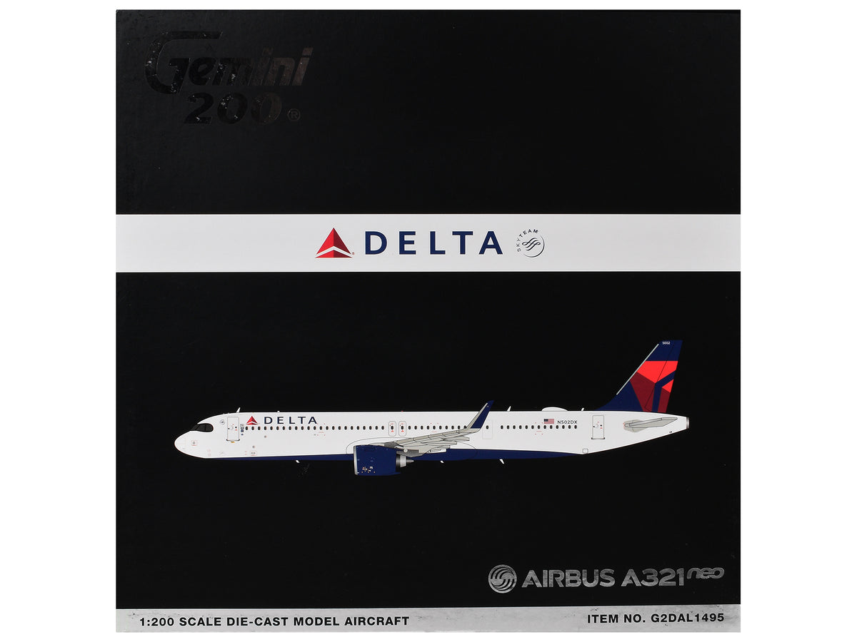 Airbus A321neo Commercial Aircraft "Delta Air Lines" (N502DX) White with Blue and Red Tail "Gemini 200" 1/200 Diecast Model Airplane