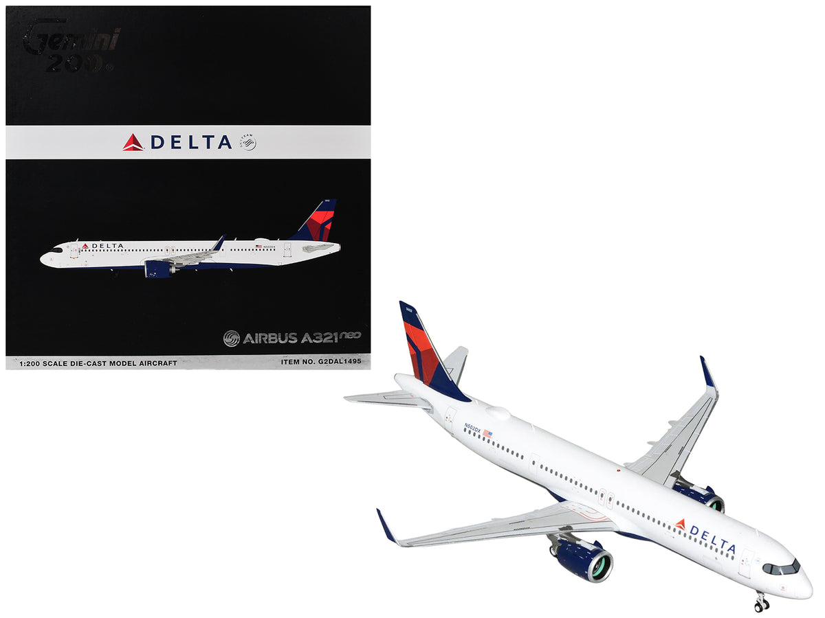 Airbus A321neo Commercial Aircraft "Delta Air Lines" (N502DX) White with Blue and Red Tail "Gemini 200" 1/200 Diecast Model Airplane