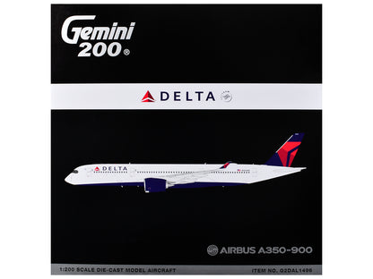 Airbus A350-900 Commercial Aircraft "Delta Air Lines" (N504DN) White with Red and Blue Tail "Gemini 200" Series 1/200 Diecast Model Airplane