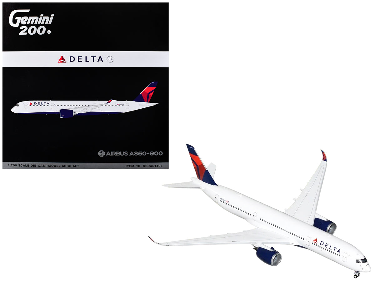 Airbus A350-900 Commercial Aircraft "Delta Air Lines" (N504DN) White with Red and Blue Tail "Gemini 200" Series 1/200 Diecast Model Airplane