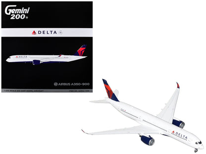 Airbus A350-900 Commercial Aircraft "Delta Air Lines" (N504DN) White with Red and Blue Tail "Gemini 200" Series 1/200 Diecast Model Airplane