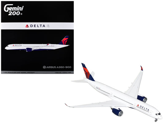 Airbus A350-900 Commercial Aircraft "Delta Air Lines" (N504DN) White with Red and Blue Tail "Gemini 200" Series 1/200 Diecast Model Airplane