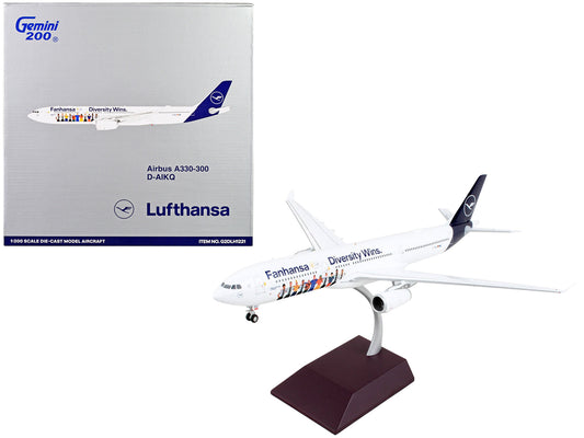 Airbus A330-300 Commercial Aircraft "Lufthansa - Diversity Wins" White with Blue Tail "Gemini 200" Series 1/200 Diecast Model Airplane