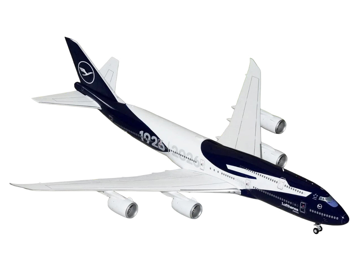 Boeing 747-8I Commercial Aircraft "Lufthansa 100 Years" (D-ABYN) Dark Blue and White "Gemini 200" Series 1/200 Diecast Model Airplane