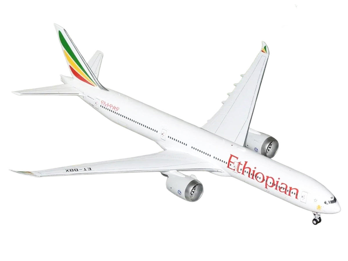 Boeing 777-9 Commercial Aircraft "Ethiopian Airlines" (ET-BBX) White with Tail Stripes "Gemini 200" Series 1/200 Diecast Model Airplane