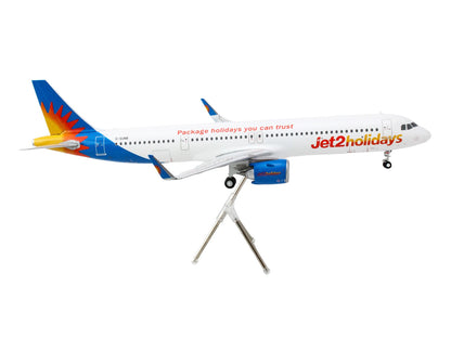 Airbus A321neo Commercial Aircraft "Jet2Holidays" (G-SUNB) White with Tail Graphics "Gemini 200" Series 1/200 Diecast Model Airplane