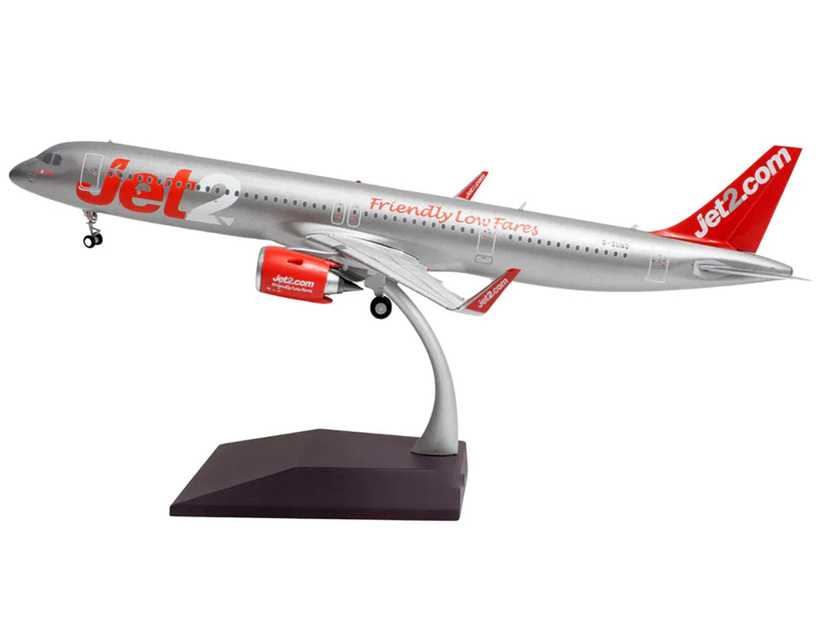 Airbus A321neo Commercial Aircraft "Jet2" (G-SUNO) Silver with Red Tail "Gemini 200" Series 1/200 Diecast Model Airplane