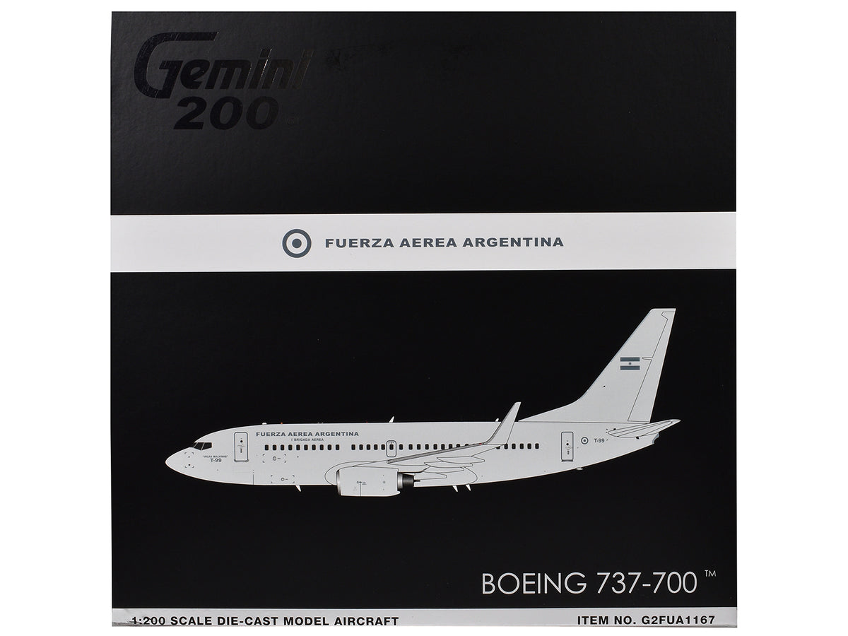 Boeing 737-700 Transport Aircraft "Fuerza Aerea Argentina (Air Force)" (T-99) Gray "Gemini 200" Series 1/200 Diecast Model Airplane