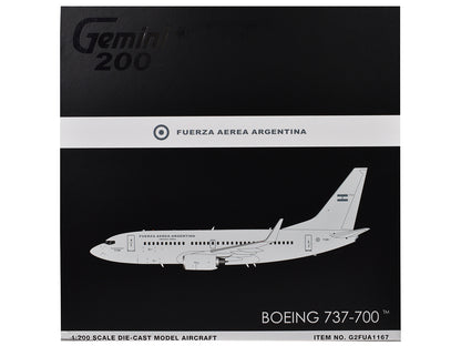 Boeing 737-700 Transport Aircraft "Fuerza Aerea Argentina (Air Force)" (T-99) Gray "Gemini 200" Series 1/200 Diecast Model Airplane