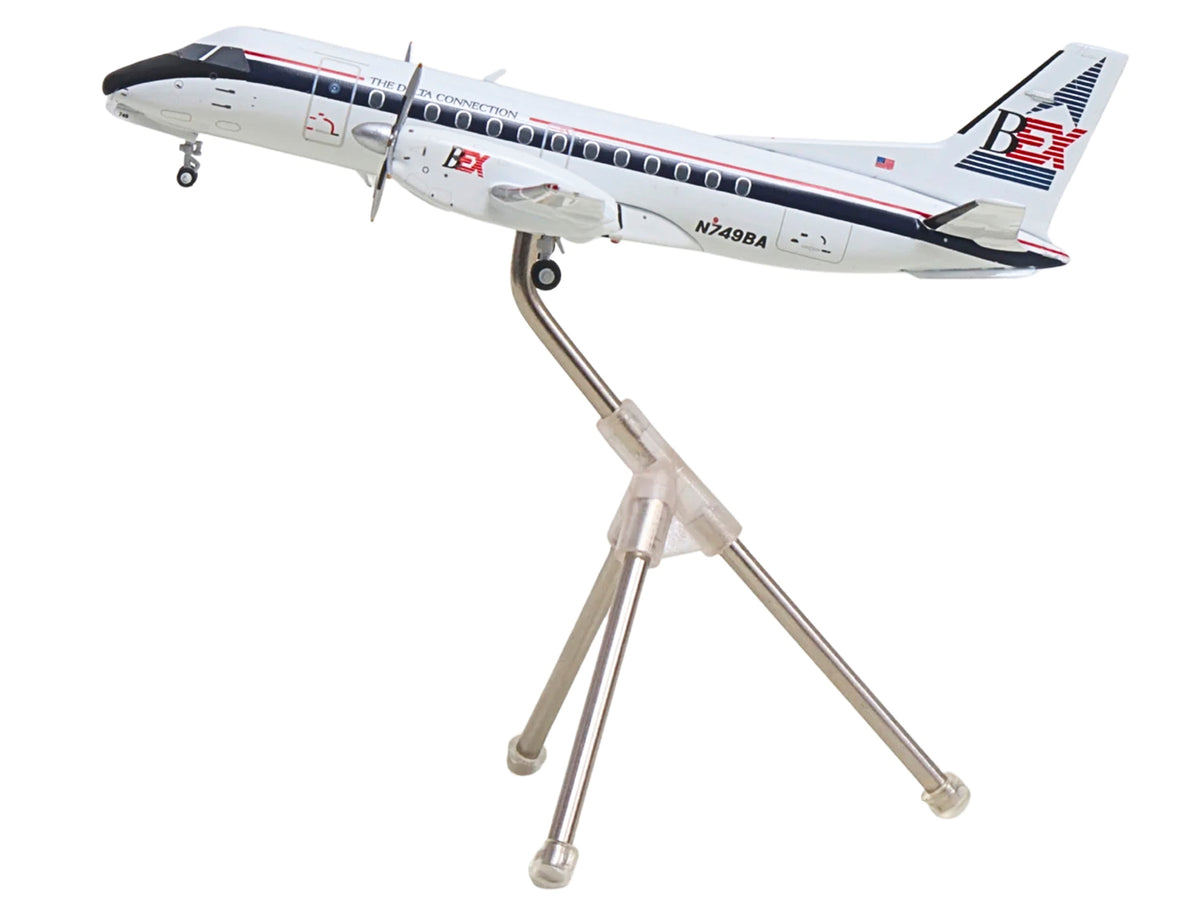 Saab 340A Commercial Aircraft "Delta Connection - Business Express Airlines" (N749BA) White with Dark Blue and Red Stripes "Gemini 200" Series 1/200 Diecast Model