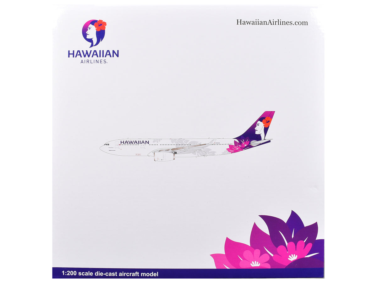Airbus A330-200 Commercial Aircraft "Hawaiian Airlines" (N360HA) White with Purple Tail Graphics "Gemini 200" Series 1/200 Diecast Model Airplane