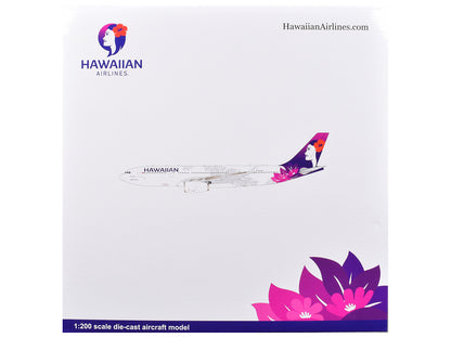 Airbus A330-200 Commercial Aircraft "Hawaiian Airlines" (N360HA) White with Purple Tail Graphics "Gemini 200" Series 1/200 Diecast Model Airplane