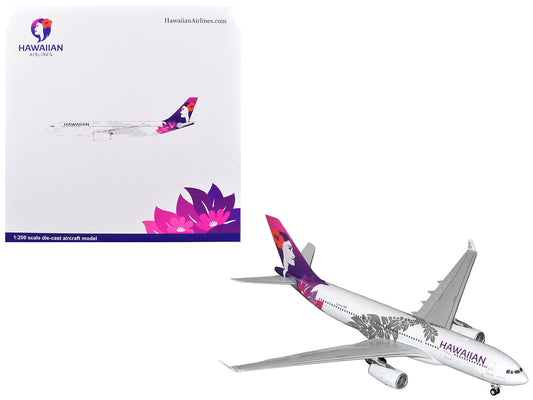 Airbus A330-200 Commercial Aircraft "Hawaiian Airlines" (N360HA) White with Purple Tail Graphics "Gemini 200" Series 1/200 Diecast Model Airplane