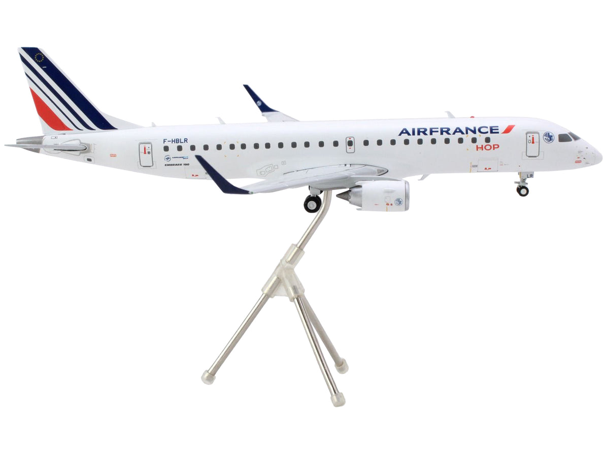 Embraer ERJ-190 Commercial Aircraft "Air France Hop" (F-HBLN) White with Striped Tail "Gemini 200" Series 1/200 Diecast Model Airplane