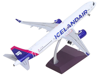 Airbus A321neo Commercial Aircraft "Icelandair" (TF-IAA) White with Blue and Pink Tail "Gemini 200" Series 1/200 Diecast Model