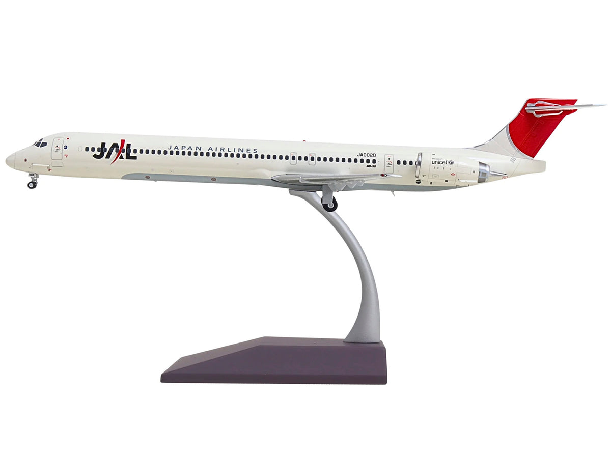 McDonnell Douglas MD-90 Commercial Aircraft "Japan Airlines" (JA002D) White with Red Tail "Gemini 200" Series 1/200 Diecast Model