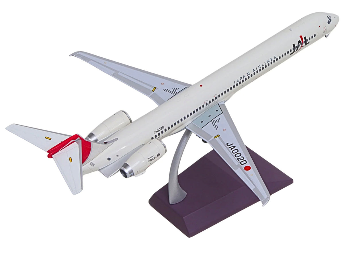 McDonnell Douglas MD-90 Commercial Aircraft "Japan Airlines" (JA002D) White with Red Tail "Gemini 200" Series 1/200 Diecast Model