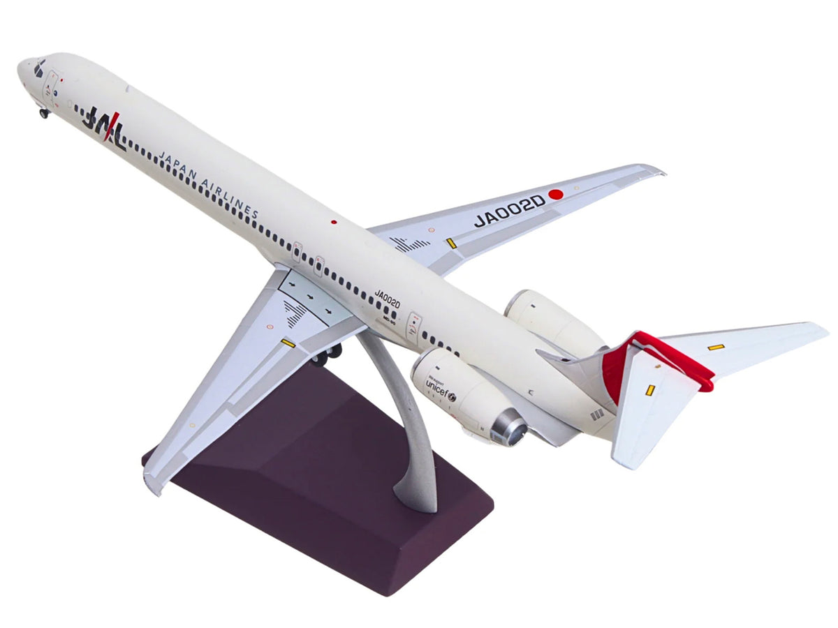 McDonnell Douglas MD-90 Commercial Aircraft "Japan Airlines" (JA002D) White with Red Tail "Gemini 200" Series 1/200 Diecast Model