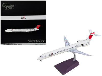 McDonnell Douglas MD-90 Commercial Aircraft "Japan Airlines" (JA002D) White with Red Tail "Gemini 200" Series 1/200 Diecast Model