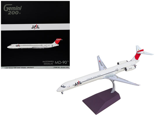 McDonnell Douglas MD-90 Commercial Aircraft "Japan Airlines" (JA002D) White with Red Tail "Gemini 200" Series 1/200 Diecast Model