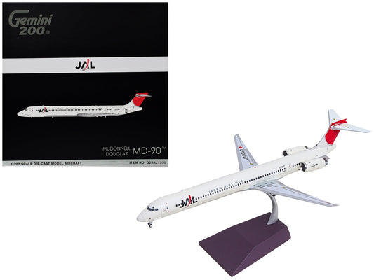 McDonnell Douglas MD-90 Commercial Aircraft "Japan Airlines" (JA002D) White with Red Tail "Gemini 200" Series 1/200 Diecast Model