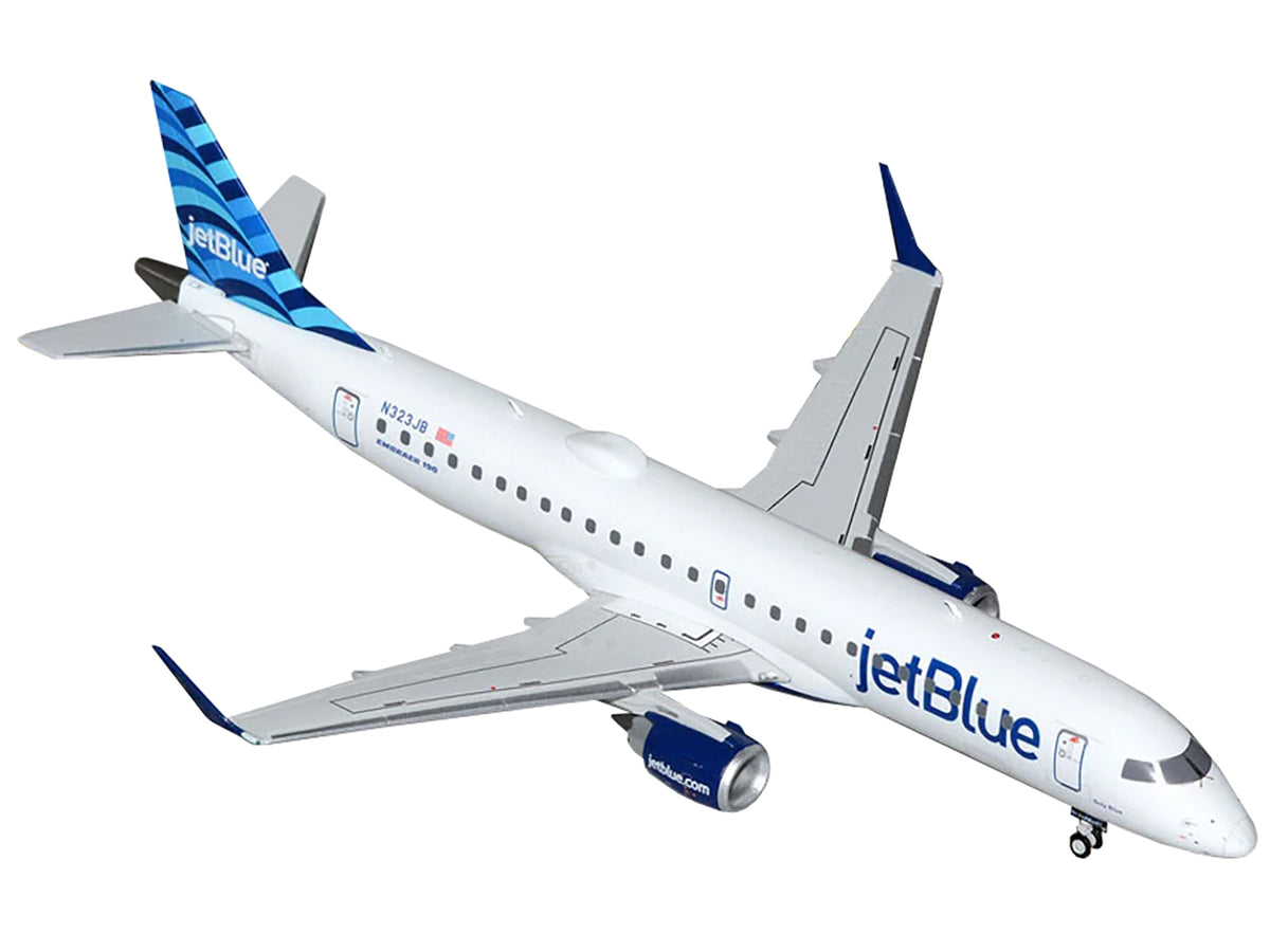 Embraer ERJ-190 Commercial Aircraft "JetBlue Airways" (N323JB) White with Blue Striped Tail "Gemini 200" Series 1/200 Diecast Model Airplane