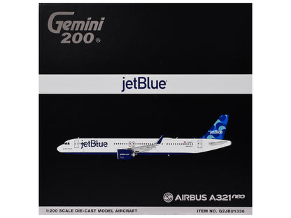 Airbus A321neo Commercial Aircraft "JetBlue Airways" (N2180J) White with Blue Tail "Gemini 200" Series 1/200 Diecast Model