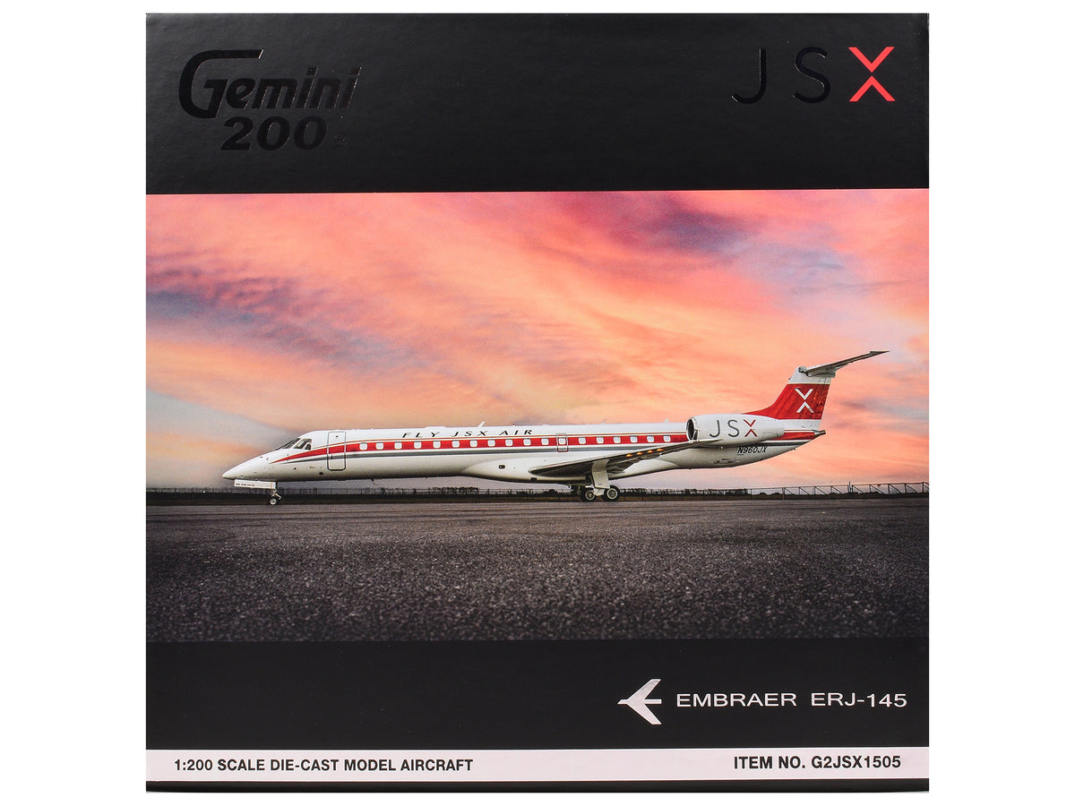 Embraer ERJ-145 Commercial Aircraft "JSX" (N960JX) White with Red Stripes "Gemini 200" Series 1/200 Diecast Model Airplane