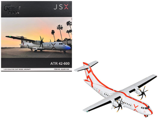 ATR 42-600 Commercial Aircraft "JSX" (N400JX) White with Red Stripes "Gemini 200" Series 1/200 Diecast Model Airplane