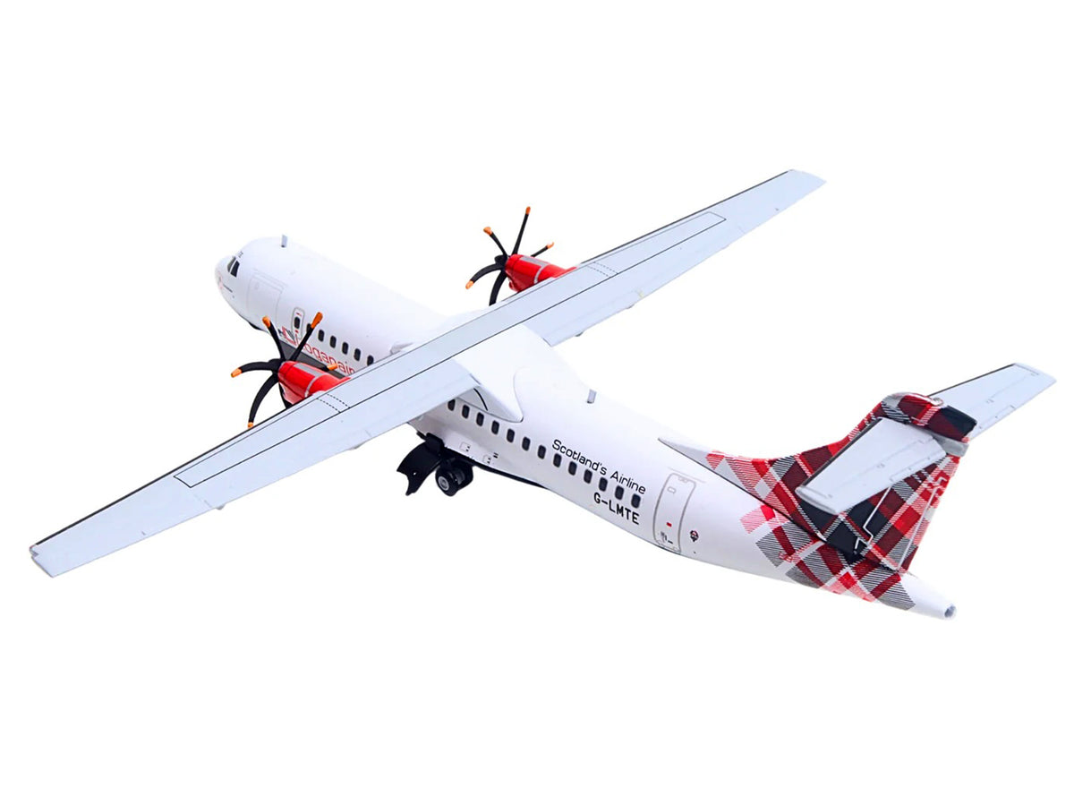ATR 72-600 Commercial Aircraft "Loganair - Scotland's Airline" (G-LMTE) White with Red Plaid Tail "Gemini 200" Series 1/200 Diecast Model Airplane